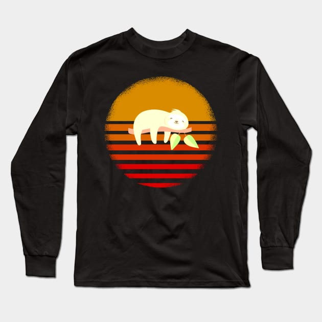 Cute Sloth Retro Long Sleeve T-Shirt by Imutobi